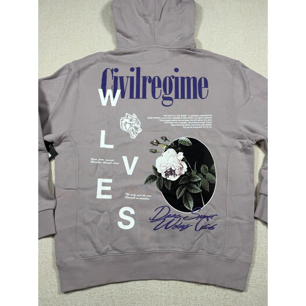 Civil Regime x Darc Sport Wolf Bloom Hoodie Quartz Purple Mens Large NEW